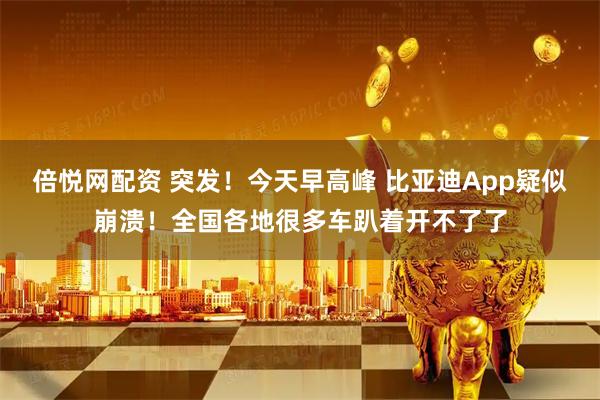 倍悦网配资 突发！今天早高峰 比亚迪App疑似崩溃！全国各地很多车趴着开不了了
