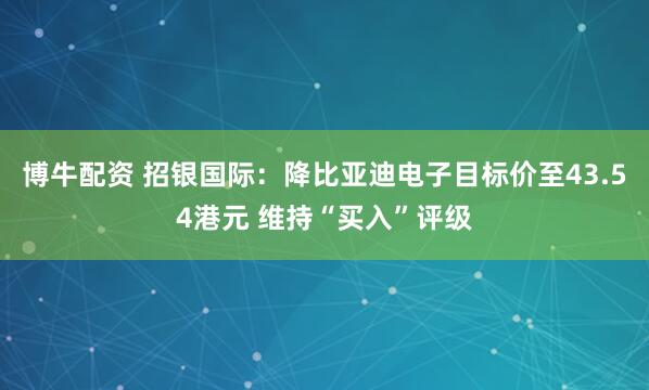 博牛配资 招银国际：降比亚迪电子目标价至43.54港元 维持“买入”评级